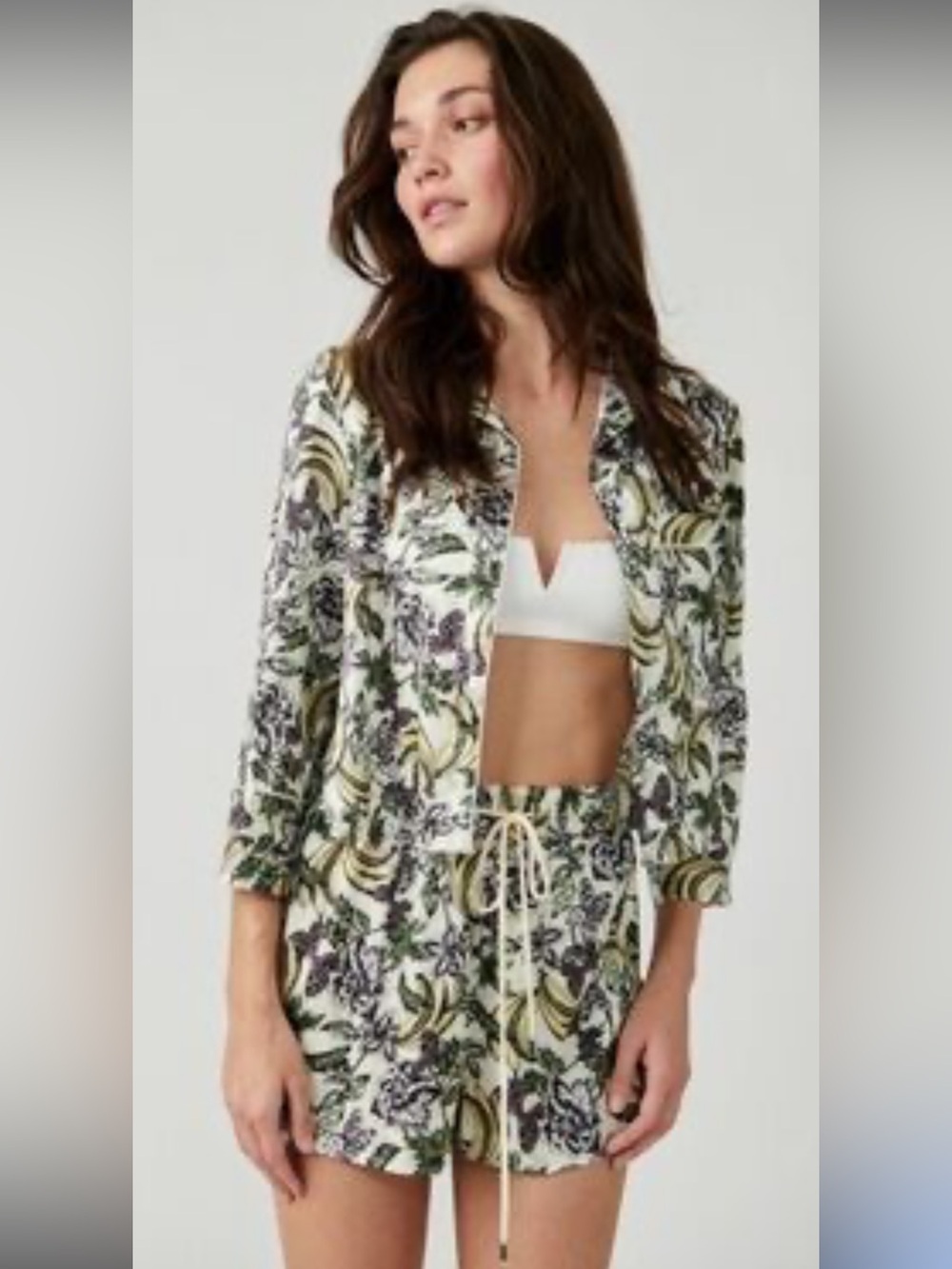 Free People | Intimately | Pillow Talk Satin Pajama Set Banana Butterfly Print S
